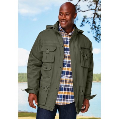 Boulder Creek by KingSize 9 Pocket Twill Utility Jacket With Removable Hood - 5XL, Olive — фото 5