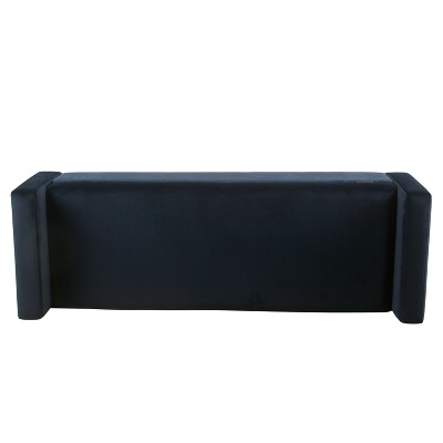 Fulton Mid-Century Modern Velvet Storage Bench in Dark Navy Blue