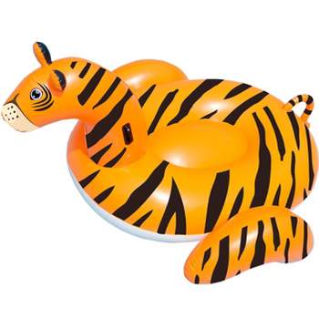 Swimline 90" Water Sports Inflatable Giant Tiger Swimming Pool 2-Person Ride-On Lounger - Orange/Black