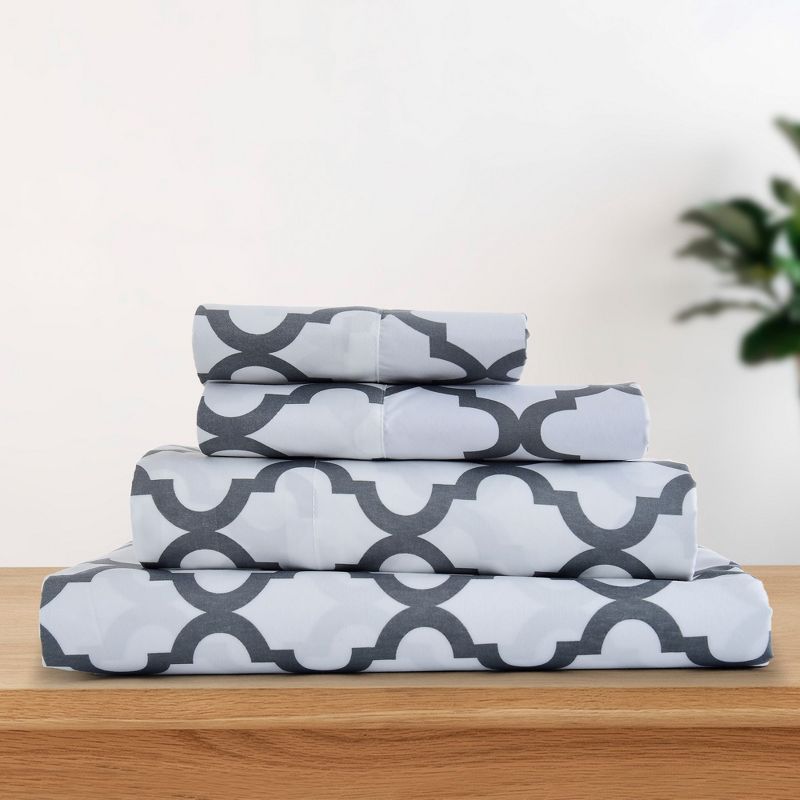 4 Piece Geometric Patterns Deep Pocket Sheet Set Printed Bed Sheets with Pillowcase Premium Soft Microfiber Sheets, 1 of 6