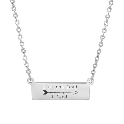 Steeltime 24" fearless leader stainless steel bar necklace with saying " I am not lead, I lead."