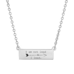 Steeltime 24" fearless leader stainless steel bar necklace with saying " I am not lead, I lead." - 1 of 4