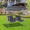 DSVIMOY 2 Person Porch Swing, Outdoor Swing with Canopy, Pivot Storage Table, 2 Cup Holders, Cushions for Patio, Backyard, Gray, 69"*44"*65" - 2 of 4