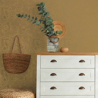 Metallic Marigold Floral Self-Adhesive Removable Wallpaper