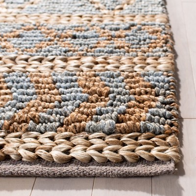 Blue and Natural Flat Woven Reversible Cotton 8' x 10' Rug