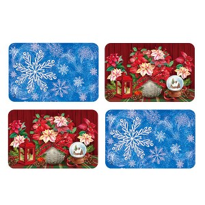 Briarwood Lane Winter Christmas Placemat (4-pack) 17x11.25 Snowflakes and Poinsettias For Christmas Placemat - 1 of 4