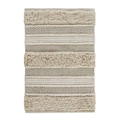 32"x20" Asher Woven Texture Stripe Bath Rug Natural Ink+ivy Target