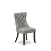 East West Furniture Dallas Parson Dining Chairs - Button Tufted Nailhead Trim Light Gray faux Leather Padded Chairs, Set of 2, Distressed Jacobean - 4 of 4
