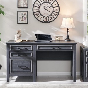 SinCiDo Home Desk,53" Wide Desk in the Farmhouse,Adjustable Filing Cabinet A4/ Letter /F4/Lega,3 Drawers, Desk for Study and Bedroom - 1 of 4