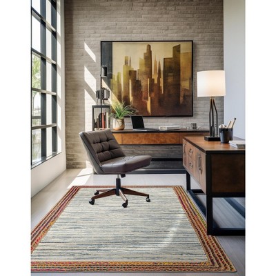 Handwoven Ivory Stripe Indoor Rug with Easy Care & Stain Resistance