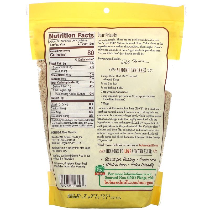 Bob's Red Mill Natural Almond Flour, Super Fine, 16 oz (453 g), 2 of 3