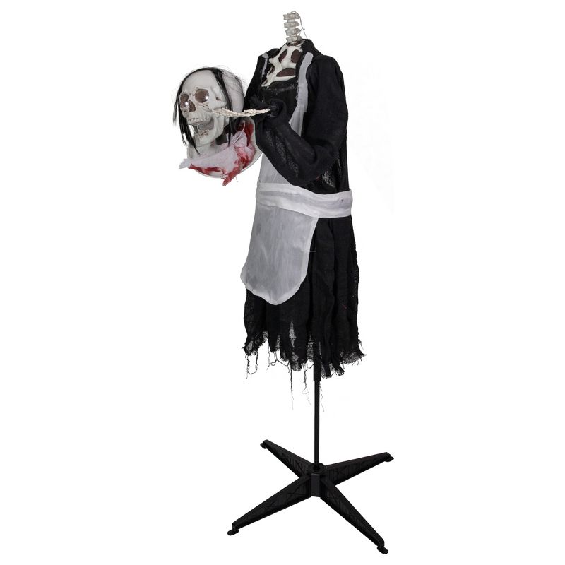Northlight 57" Animated LED Lighted Head-in-Hand Skeleton Maid Halloween Decoration, 5 of 8