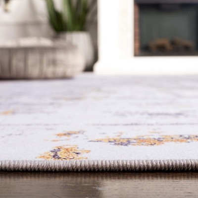Tacoma TAC863 Power Loomed Indoor Machine Washable Area Rug - Grey/Gold - 4'x4' - Safavieh