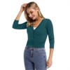 Clearlove Women's Cropped Bolero Cardigan – 3/4 Sleeve V-Neck Basic Classic Casual Button Down Knit Soft Sweater Top - 3 of 4