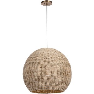 Uttermost Steel Pendant Light 24" Wide Farmhouse Natural Seagrass Dome Shade for Dining Room House Entryway Bedroom Kitchen Island - 1 of 1