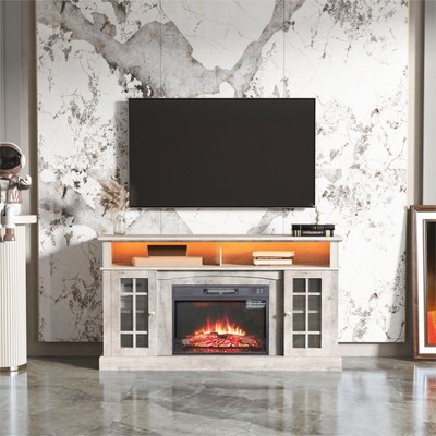 NicBex TV Stand with Electronic Fireplace Entertainment Center with LED Bluetooth Band and Latest Infrared Heating Technology for Living Room