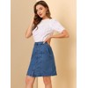 Allegra K Women's Elastic Back Short Button Down Denim Skirts with Pockets - 4 of 4