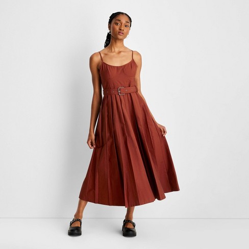 Women's Strappy Pleated Midi Dress - Future Collective™ With Reese  Blutstein Red 12 : Target