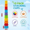 Rainbow Stacking Cups with Drain Holes, Nesting and Sorting Bath Toys for Toddlers Ages 1-3 - 3 of 4