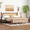 King Size Rustic Bed with Rattan Headboard and Footboard, Pine Wood Frame Bed with 10 Slats for Bedroom-Baofuwish - 2 of 4