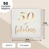 Blue Panda 50 Pack White 50th Birthday Napkins - 5x5 Inches Folded, 3-Ply with Gold Lettering, 50 and Fabulous Napkins for Women - 4 of 4