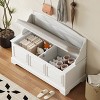 Shoe Storage Bench with Cushion,Retro Entryway Bench with Hidden Storage,Hallway Chest with Soft Close Lid-Maison Boucle - 2 of 4
