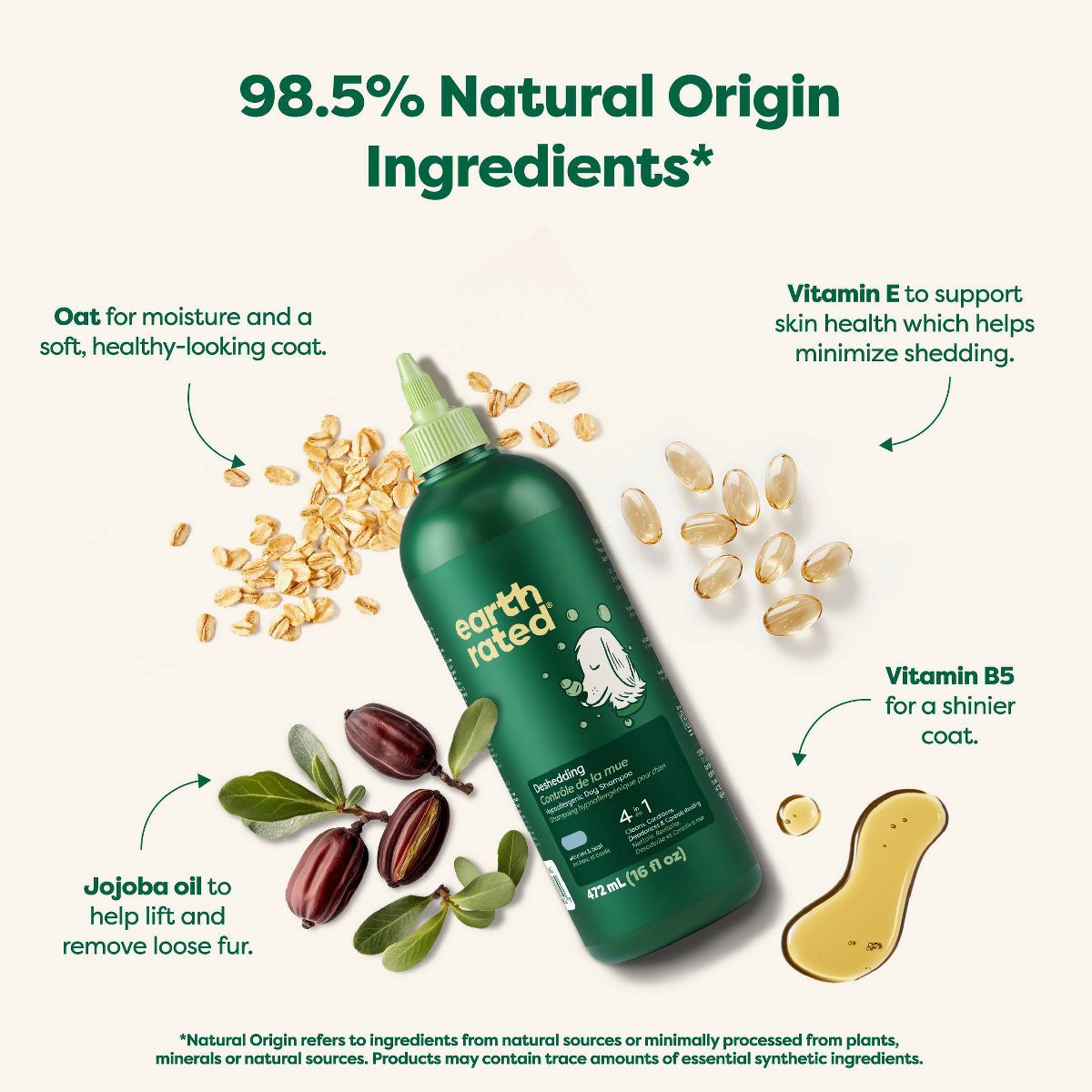 Earth Rated 4-in-1 Deshedding Hypoallergenic Dog Shampoo and Conditioner - White Tea & Basil Scent - 16 fl oz - thumbnail 3