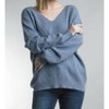 Women's V-neckline Front Seam Tunic Sweater - TEMPO PARIS - 3 of 3