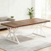 Gulches Rustic Farmhouse Series Modern Farmhouse Vintage Brown White Thick Wood 70 in Trestle Base Dining Table Seats 6 - 4 of 4