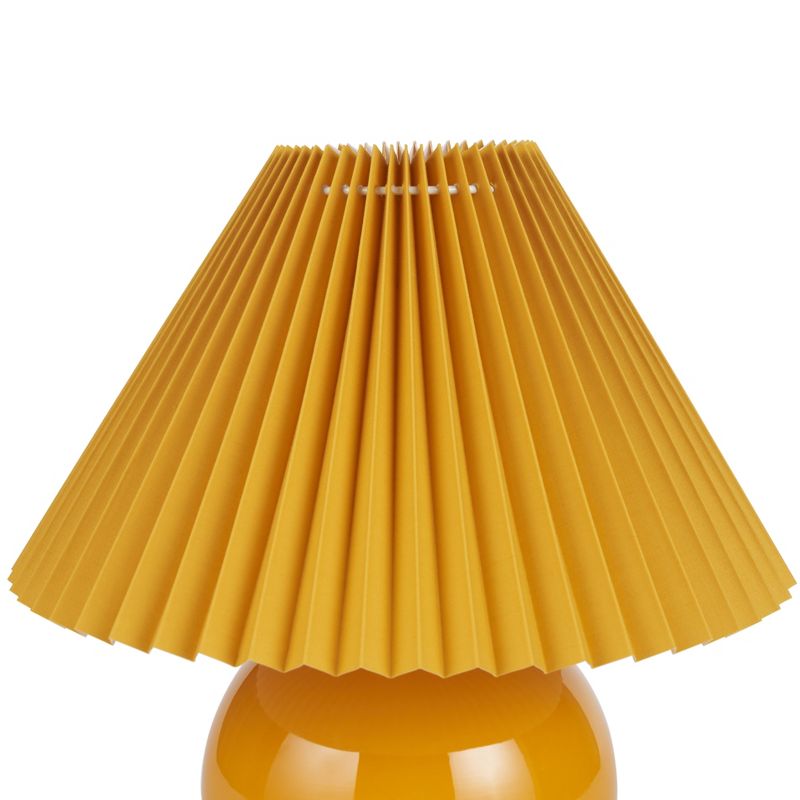 Nourison 13" Ceramic Round Accent Lamp with Pleated Shade, 5 of 9