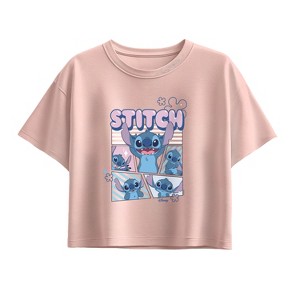 Girls' - Disney - Moods Of Stitch Short Sleeve Boxy Graphic T-Shirt - 1 of 1