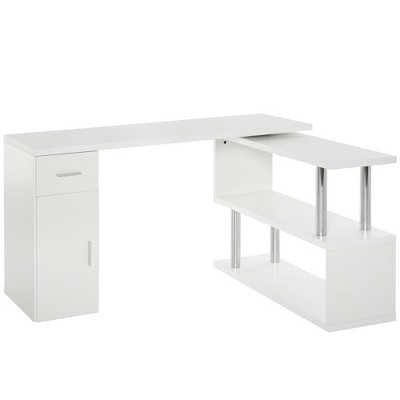 HOMCOM Contemporary Rotating Office Desk White