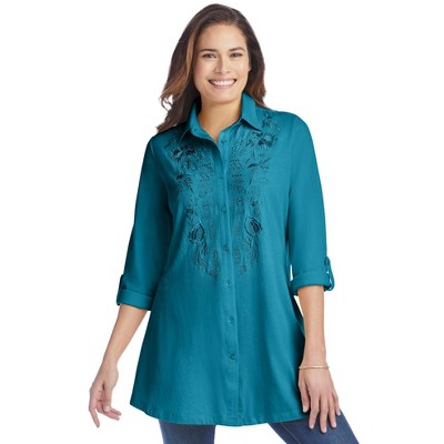 deep teal embroidery