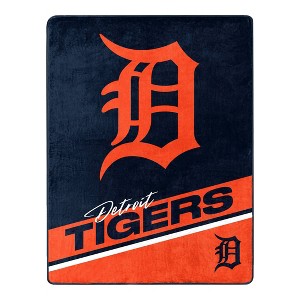MLB Detroit Tigers 46"x60" Spirited Silk Touch Throw Blanket: Sports Team Logo Plush - 1 of 2