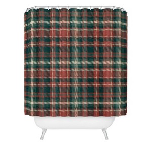 Avenie Vintage Christmas Plaid Shower Curtain Red - Deny Designs - 1 of 3