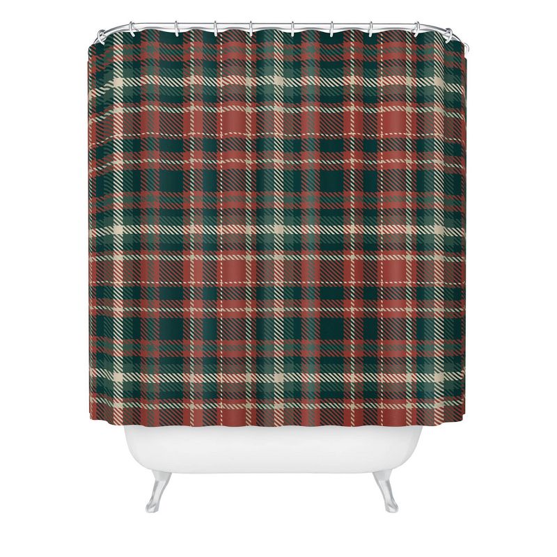 Avenie Vintage Christmas Plaid Shower Curtain Red - Deny Designs, 1 of 5