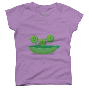 Girl's Design By Humans Cute jumping peas in pod cartoon illustration By thefrogfactory T-Shirt - 1 of 3
