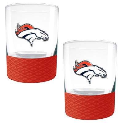NFL Denver Broncos 14oz Rocks Glass Set with Silicone Grip - 2pc