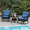 Tangkula 3 Piece Outdoor Rocking Set Rattan Rocker Chairs w/ Tempered Glass Coffee Table - 3 of 4