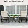 3-Piece Outdoor Gliders Set Bistro Set with Steel Frame, Tempered Glass Top Table for Patio, Garden, Lawn - 4 of 4