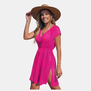 Women's White Dolman Sleeve Cutout Knit Cover-Up - Cupshe - 1 of 4