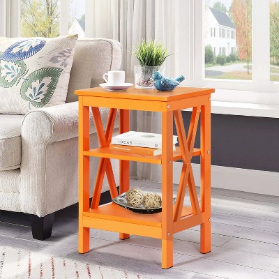 VECELO Set of 1/2 Nightstands X-Shaped Side End Table with 3-Tier Open Shelves 7 Color