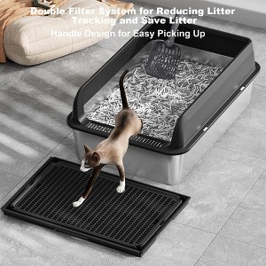 Stainless Steel Cat Litter Box with Lid Large Litter Box for Big Cats Non-Stick Stainless Steel Litter Box High Sides,Anti-Leakage 8"Deep - 1 of 4
