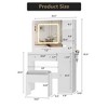 Vanity Desk and Stool with Mirror and Lights，Makeup Vanity with Charging Station, Drawers, Storage Shelves - 3 of 4