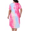 Agnes Orinda Women's Plus Size V-Neck Tie-Dye Curved Hem Short Sleeve Sleepdress - 4 of 4