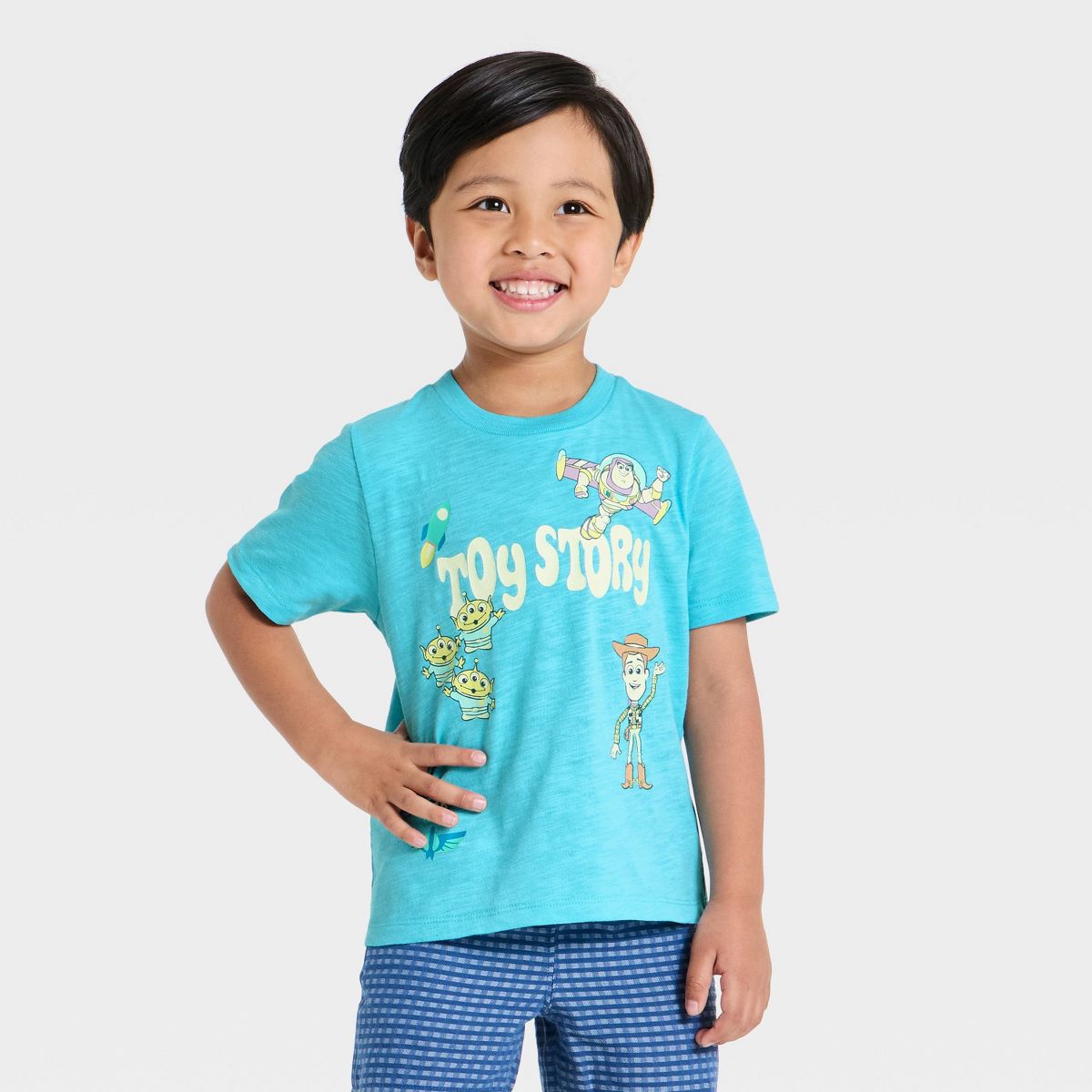 Toddler Boys' Disney Toy Story Squad Short Sleeve Graphic T-Shirt - Teal Blue