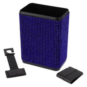 Unique Bargains Auto Car Trash Can Durable Seat Back Trash Bin Blue 1 Pc 4.3" Length 2.8" Width 5.5" Height Plastic Rhinestone - 1 of 4
