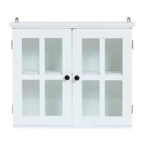 LuxenHome White MDF Wood Glass Pane Bathroom Wall Cabinet - 1 of 4