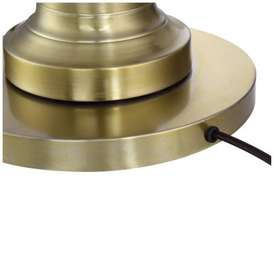 Classic Elegance Brushed Brass Floor Lamp with Off-White Linen Shade