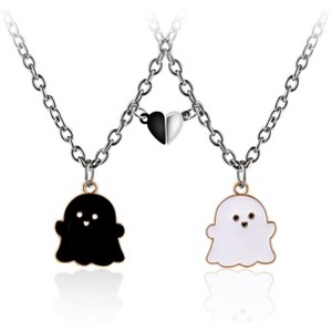 Matching Magnetic Ghost Necklace Set - Cute Couple/BFF Enamel Pendant (His & Hers) - 1 of 3